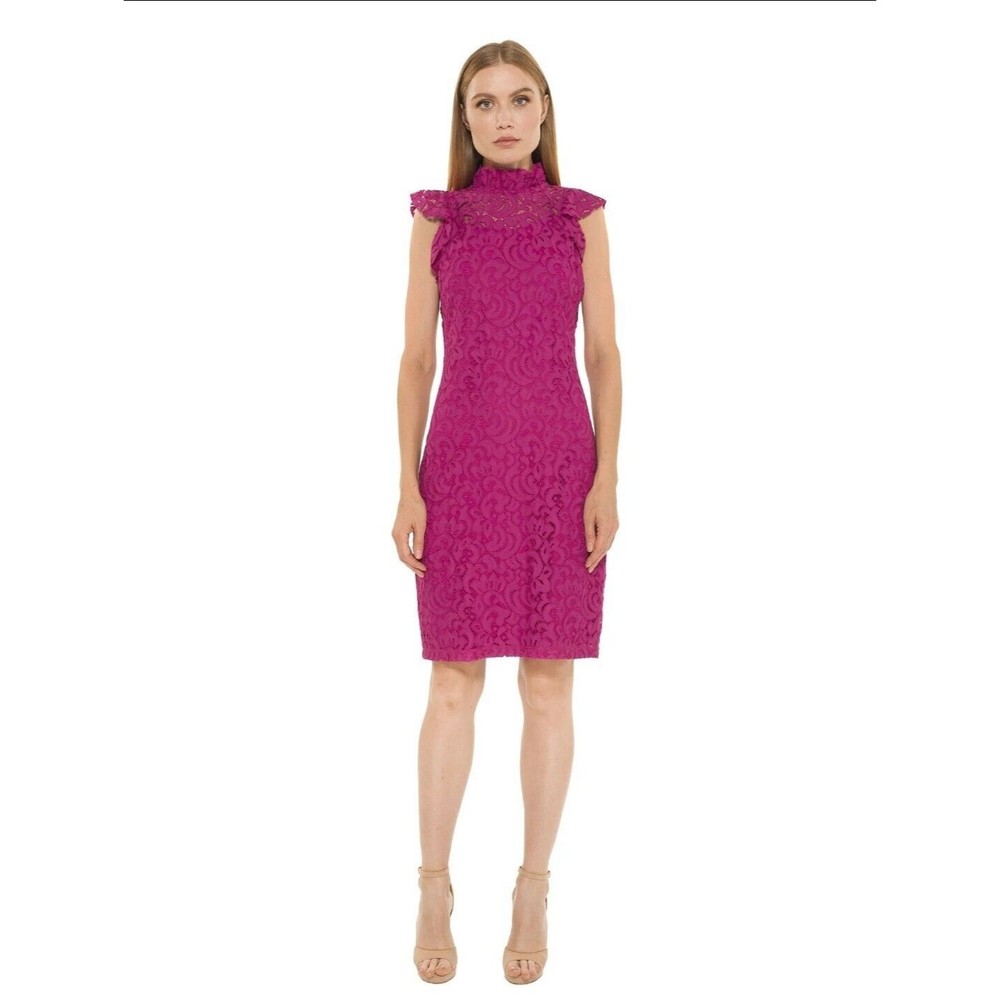 Alexia Admor XL Kendall Sheath Dress Cap Sleeve Pink Lace NWT